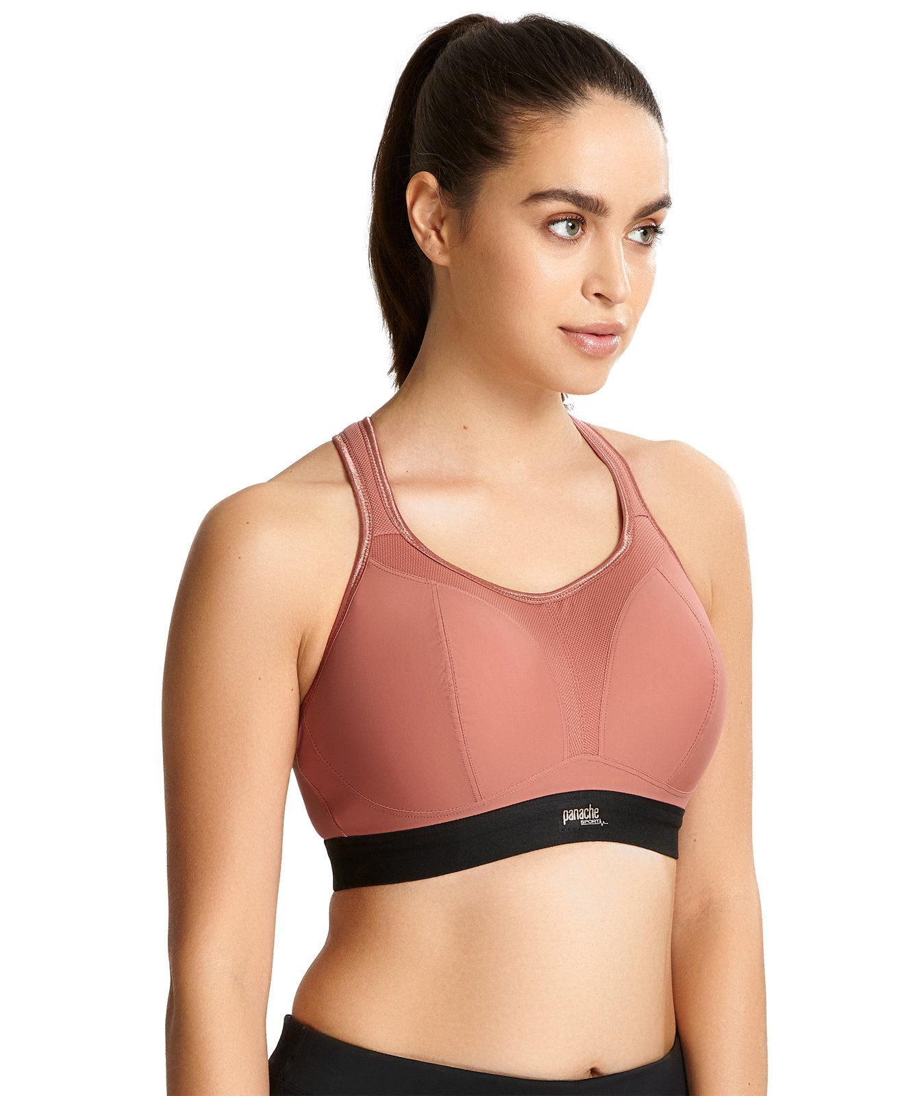 Panache Non-wired Sports bra (Rose/Black) by Panache - Non-Underwired bras