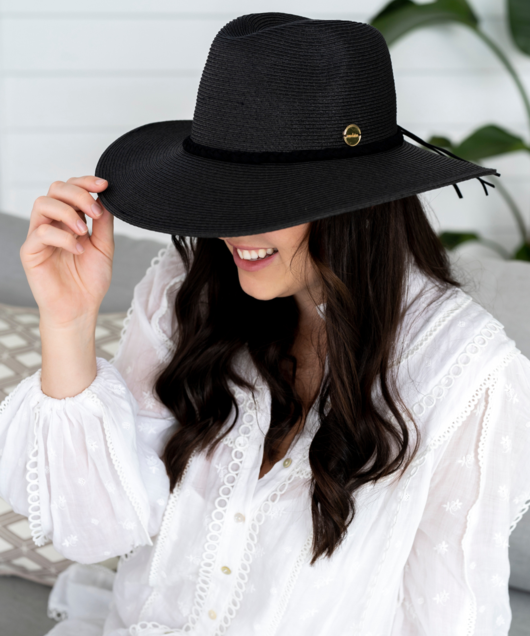 Robynne Panama Hat (Black) by Sundaise