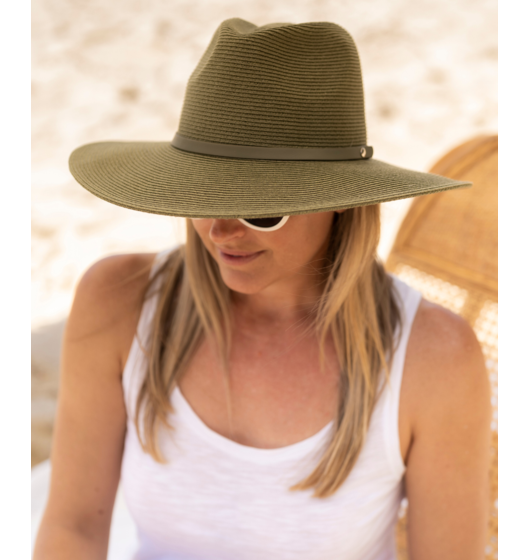 Isabelle Panama Hat (Olive) by Sundaise