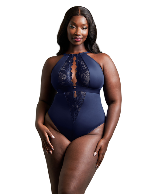Indulgence Stretch Lace Body Suit (Navy) by Scantilly